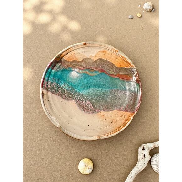 Signed North Carolina Studio Pottery Centerpiece Bowl-16''-Coastal Glaze-Large - Picture 7 of 8